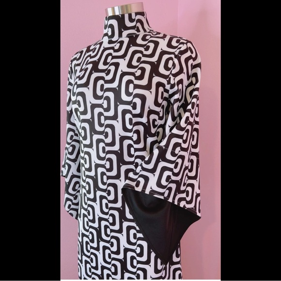 NWT Mod Retro Black & White Maxi Kimono Sleeve Dress - Picture 3 of 8